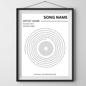 Custom Personalized Music Vinyl Lyrics Digital Print